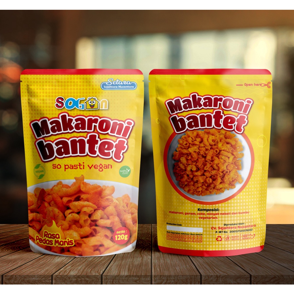 

Sogan Makaroni Bantet Rasa Pedas Manis - Snack Vegan Halal