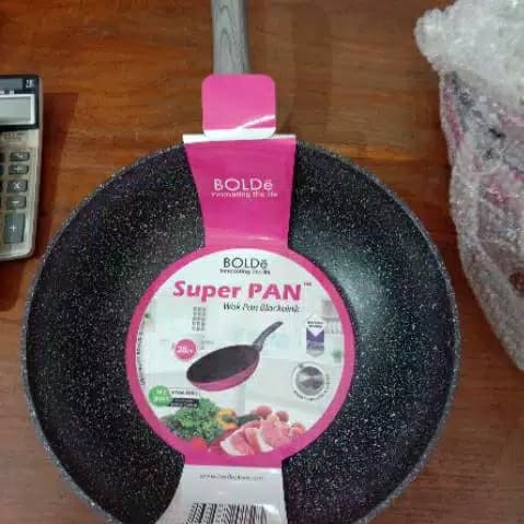 Super Wok Pan BOLDe granite series 28 cm blackpink wajan penggorengan deep frypan  28cm anti lengket