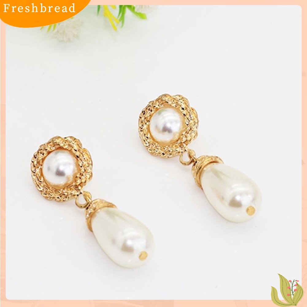 ? Fresh ? Anting Giwang Elegan Mewah dengan Mutiara Imitasi Warna Emas untuk Wanita