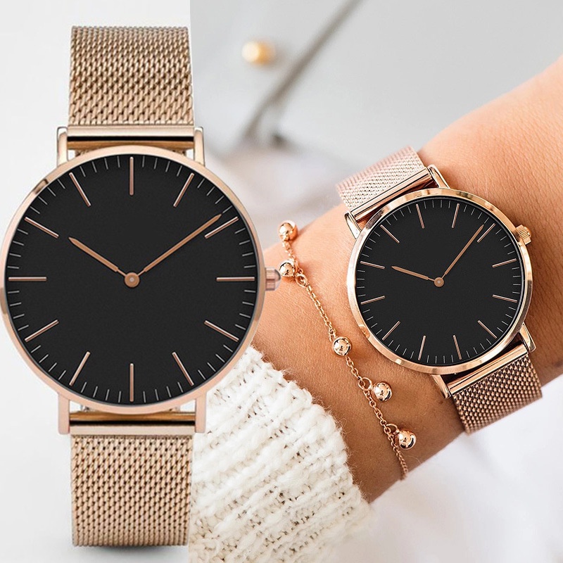 Mewah Rose Gold Watch Wanita Gelang Jam Tangan Atas Merek Wanita Kasual QUARTZ Watch Steel Wanita Ja