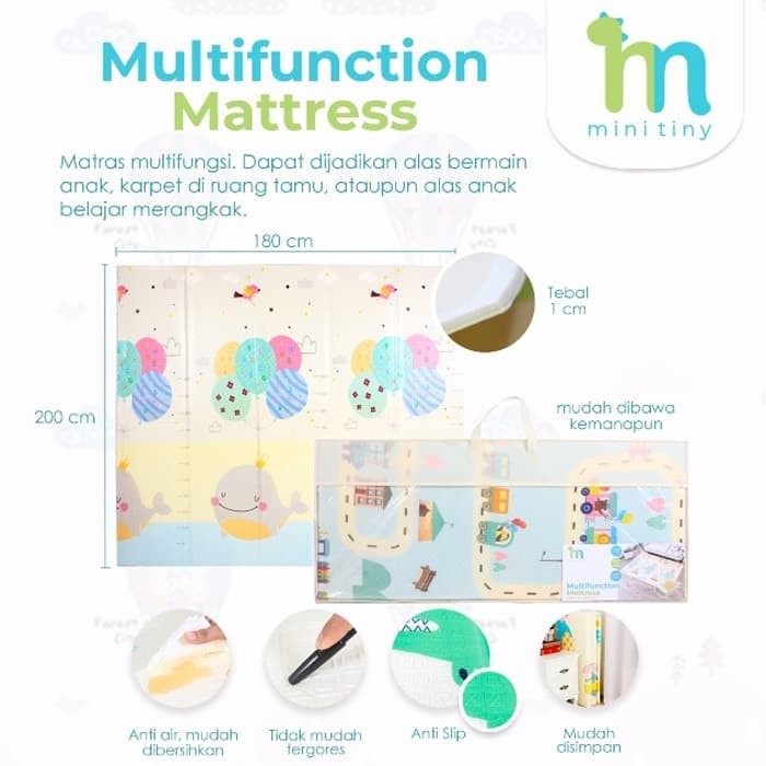 Minitiny Multifunction Mattress Playmat Matras Lipat 180 x 200cm