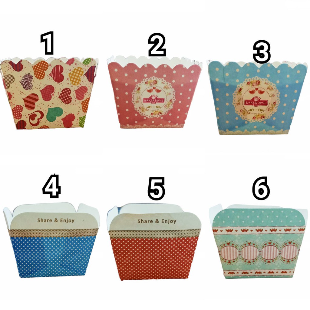 Cetakan - Paper - Kertas - Papercup - Cup Cupcake / Muffin / Kue Kotak 10 pcs