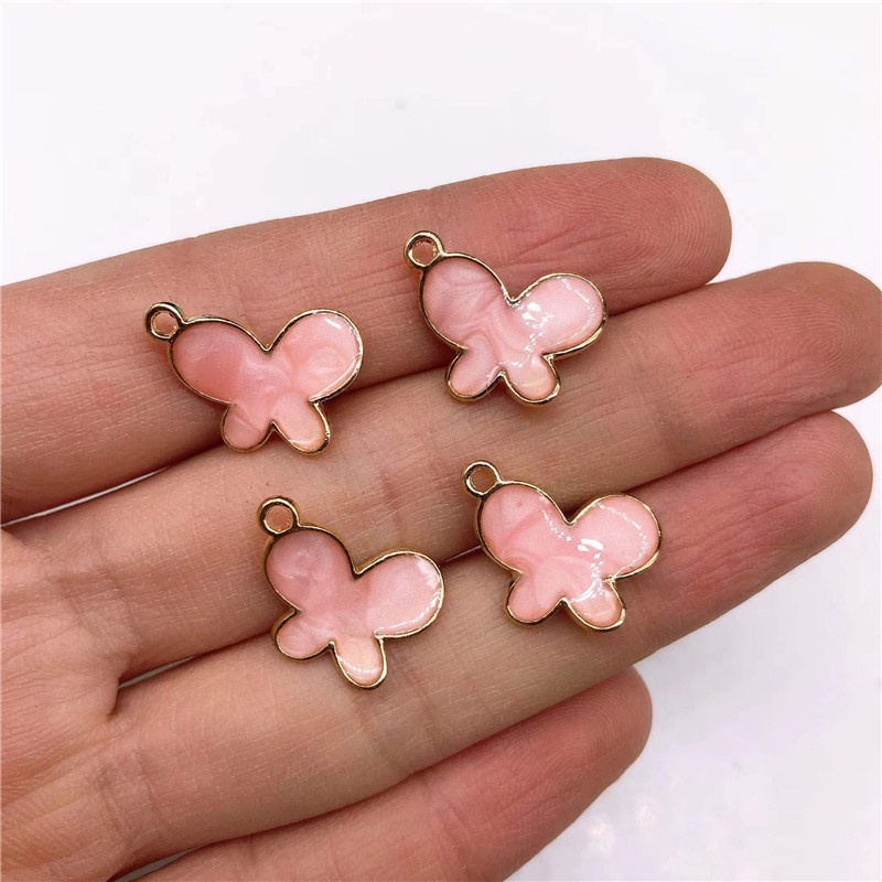4pcs Liontin Bentuk Tetesan Air Bahan Alloy Warna Pink Untuk Anting Charms