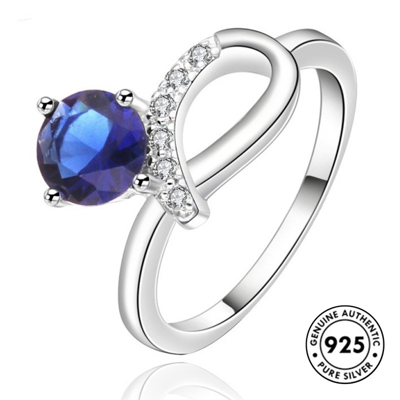 Cincin Sapphire Bahan S925 Silver Gaya Vintage Elegan