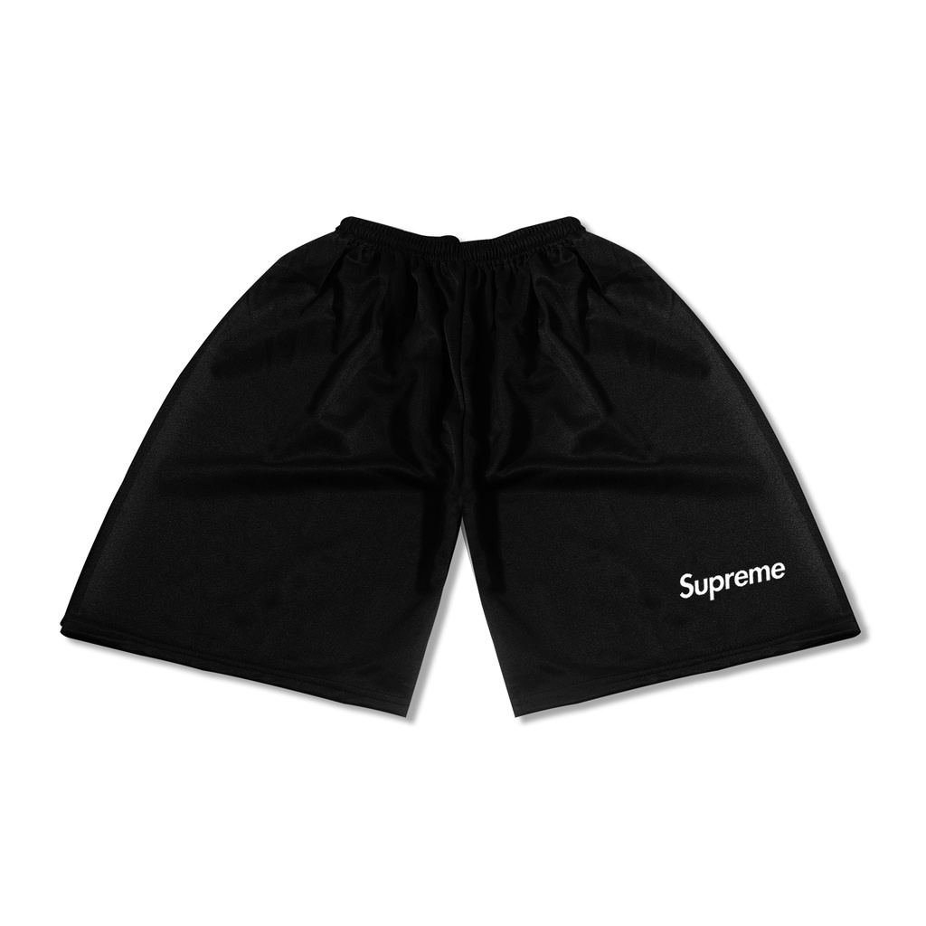 (1kg=7pcs) celana pendek polos pria/short pants men sport/celana olahraga santai polos hitam olahraga-HITAM LOGO SUPREME