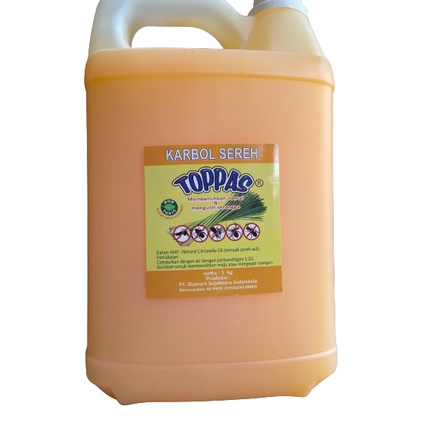 Karbol Lantai 5 Liter Toppas Izin Kemenkes RI (SEREH, PINUS, LEMON DAN KOPI) KIRIM LUAR KOTA