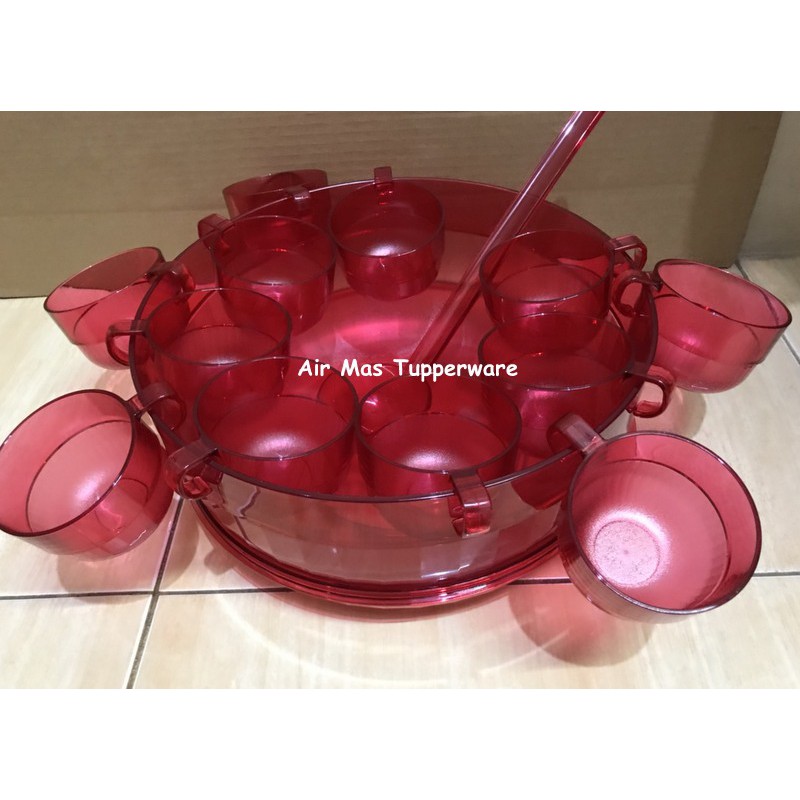 Watercolor Bowl Set Pink Punch with Ladle and Glass 12 pcs