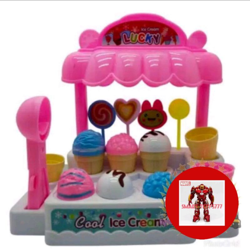 BEST PROMO (COD) LI 1 Mainan anak gerobak es krim / ice cream set nyala n bunyi terlaris Li 2
