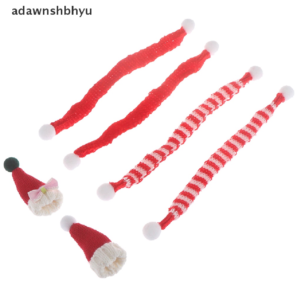 (adawnshbhyu) Miniatur Topi + Syal Natal Skala 1: 6 1: 12 Untuk Aksesoris Rumah Boneka