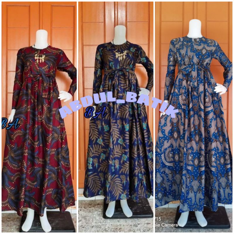 GAMIS BATIK SRIWEDARI MAXI BUMIL/BUSUI KATUN SOGAN ALLSIZE &amp; JUMBO