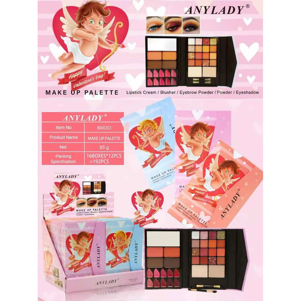 [Per Pc] Anylady Make Up Kit Buku Eyeshadow Highlighter Bedak Blusher Lipstick Eyebrow