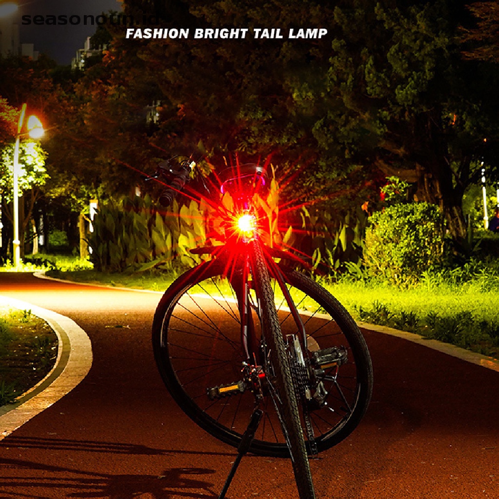 【seasonoun】 Bicycle Brake Rear Light Rainproof LED Cycling Taillight Road Bike Tail Light .