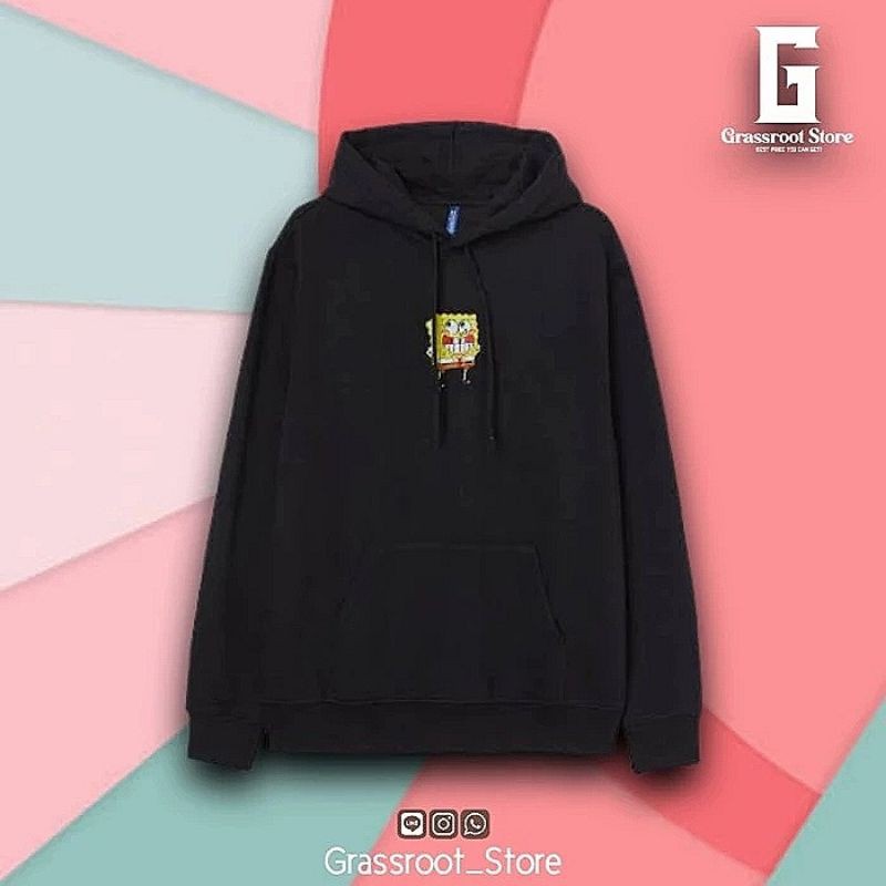 Hoodie H&M Spongebob Bordir Black Original