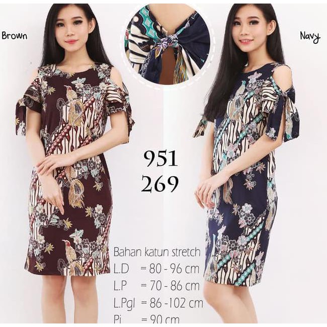 Baju Batik Wanita - Dress Batik Wanita 951 Neo - Navy