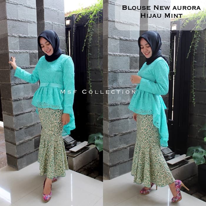 Kebaya Modern Set Brukat Duyung Silver