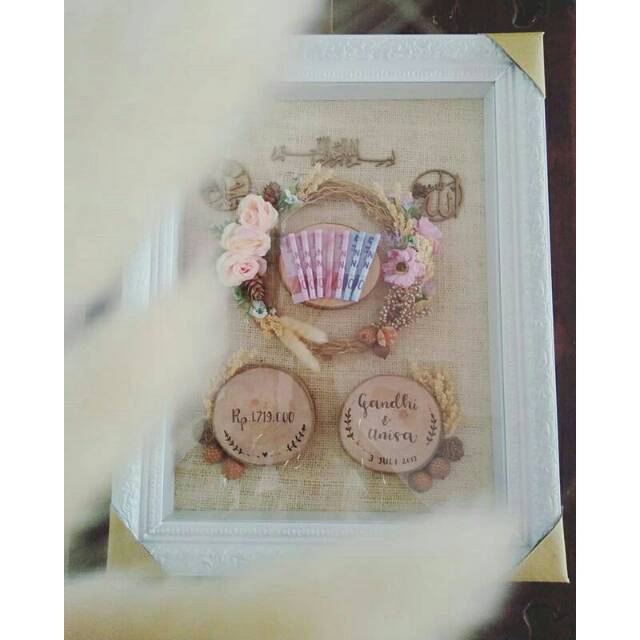 Mahar Frame 3D - Mahar bunga Rustic Chipboard