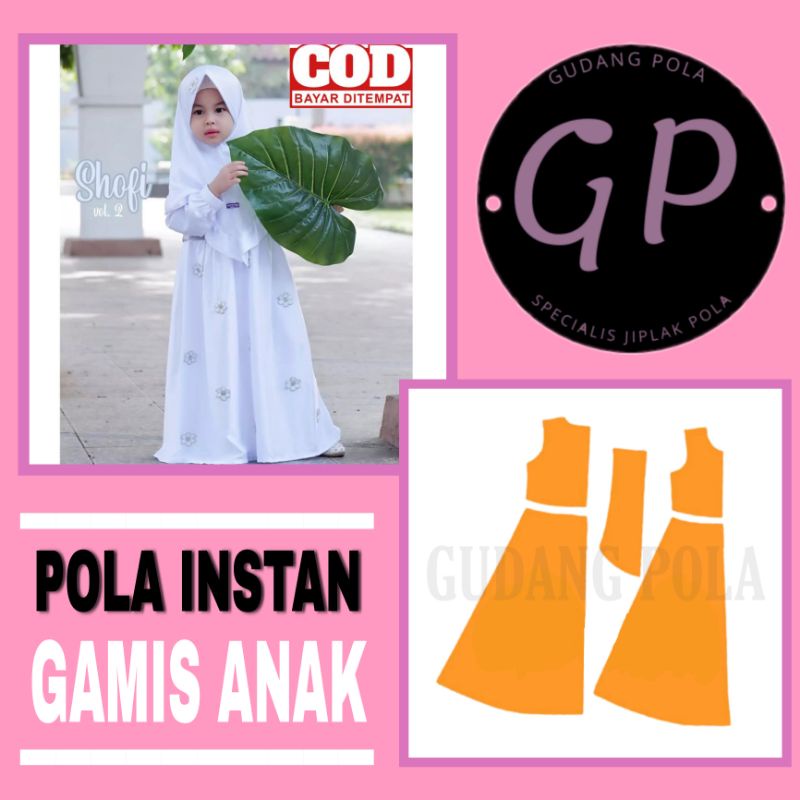 [✓COD] POLA GAMIS ALINE ANAK - POLA JIPLAK INSTAN GAMIS ANAK