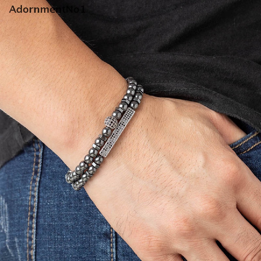 (AdornmentNo1) Gelang Kesehatan Manik Hematite Magnetik Untuk Pria