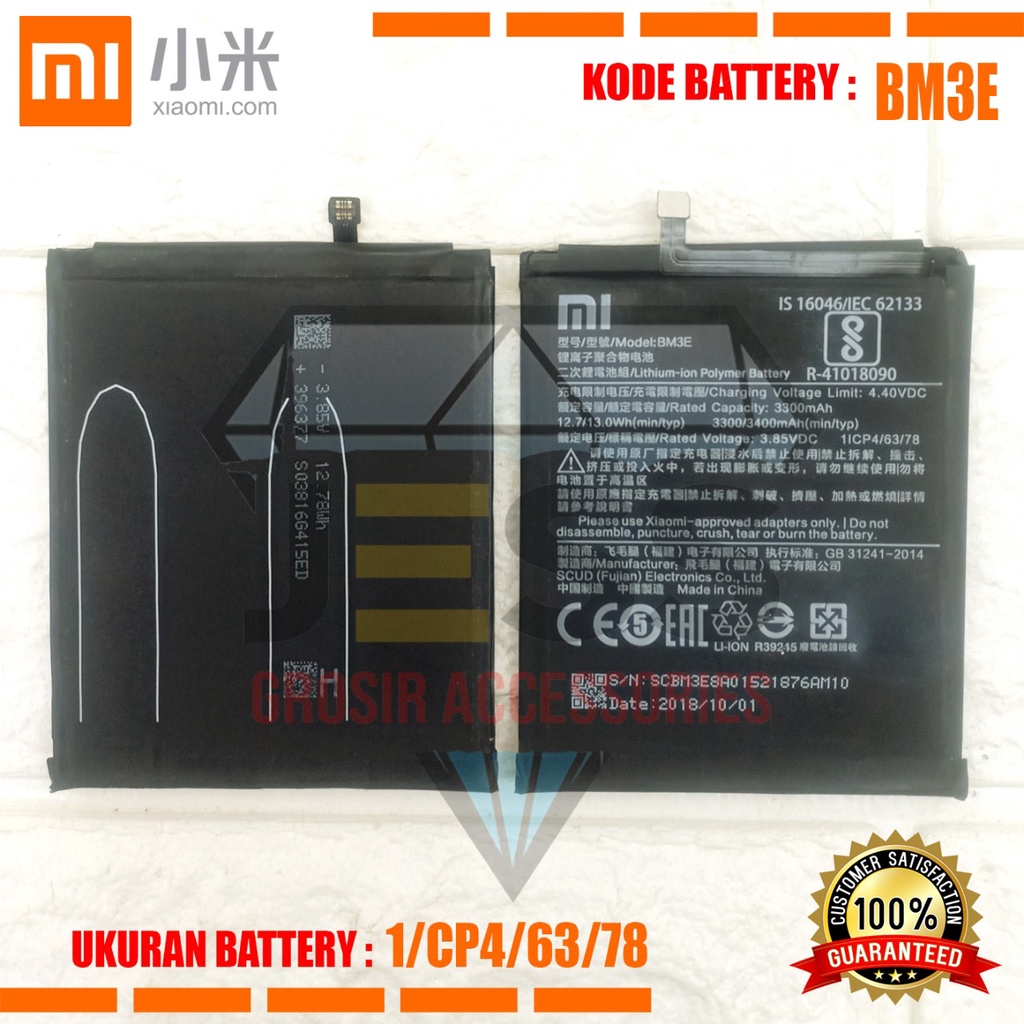 Baterai Battery Original Xiaomi BM3E BM-3E Tipe HP Batre XIAO MI 8 - M1803E1A - M1803E1C - M1803E1T - M1808D