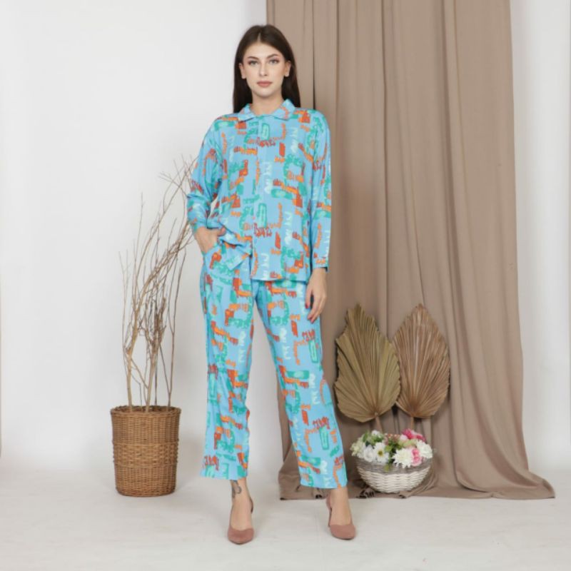 Pajamas Set Katun Rayon | Set Piyama Murah Rayon