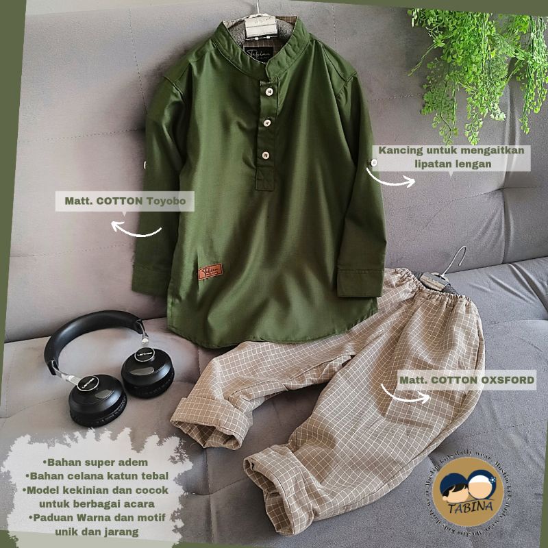 Setelan Koko Kurta Anak sampai Remaja Laki Laki Tabina Seri Omar usia 2 tahun hingga 15 tahun