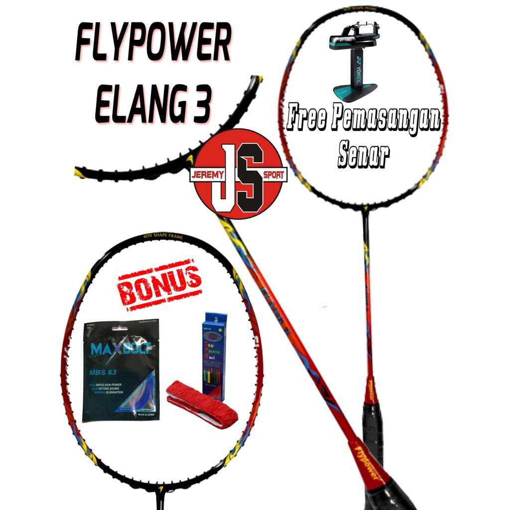Raket Badminton Flypower Elang 3 Original Bonus Senar dan Grip