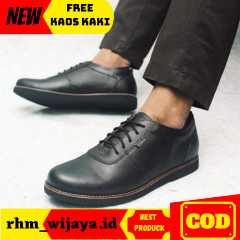 WIJAYA X EAGLE - SEPATU FORMAL PRIA KULIT ASLI CASUAL COWOK KERJA PANTOFEL OXFORD HITAM FORMAL KANTO