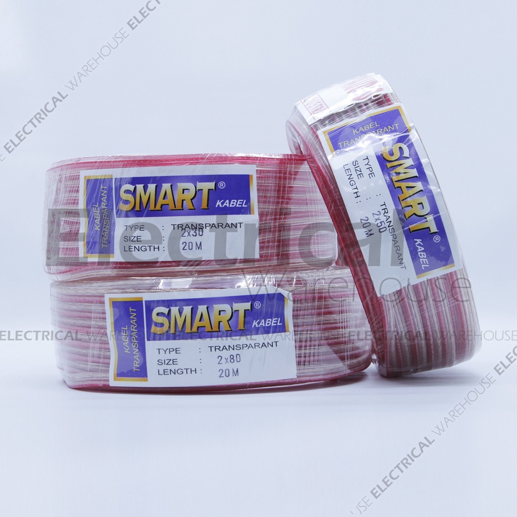 Kabel Listrik Audio Transparan Serabut 2x30 per Rol 20 Meter Full BERGARANSI (Transparant 2x30x20 Meter)