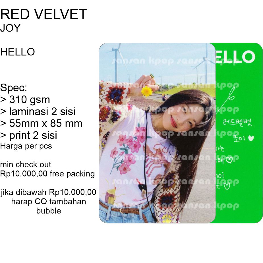 photocard JOY Red Velver HELLO unofficial