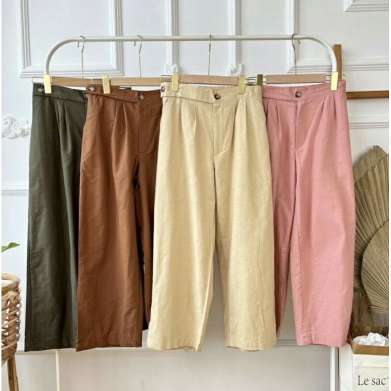 CELANA LINEN KANCING ORIGINAL IMPORT / PANTS LINEN BANGKOK BKK