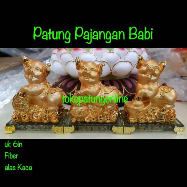 Patung Babi Shio Pajangan Fengshui Emas