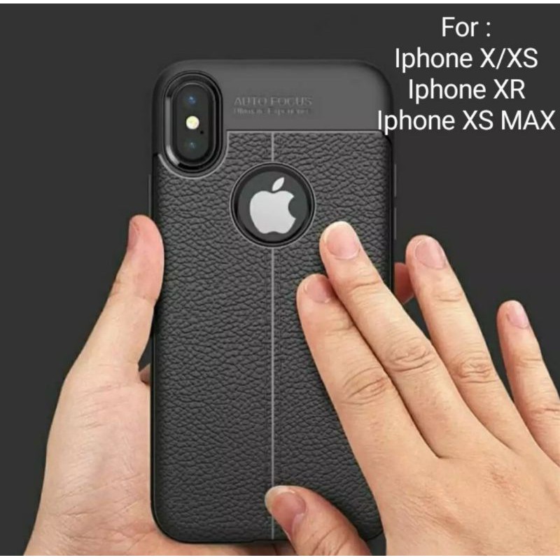 Iphone X Xs Xr Xs Max Silicon Autofocus Leather Softcase Casing Cover TPU Kulit jeruk