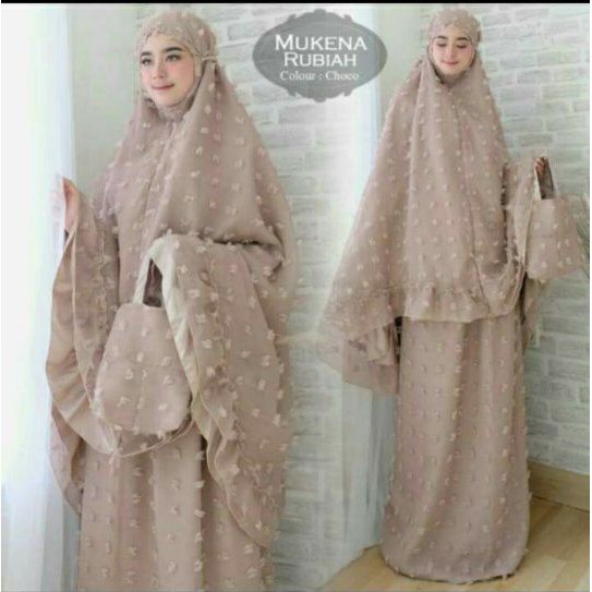 Promo grosir mukena  tasik dewasa Rubia linen choco Murah