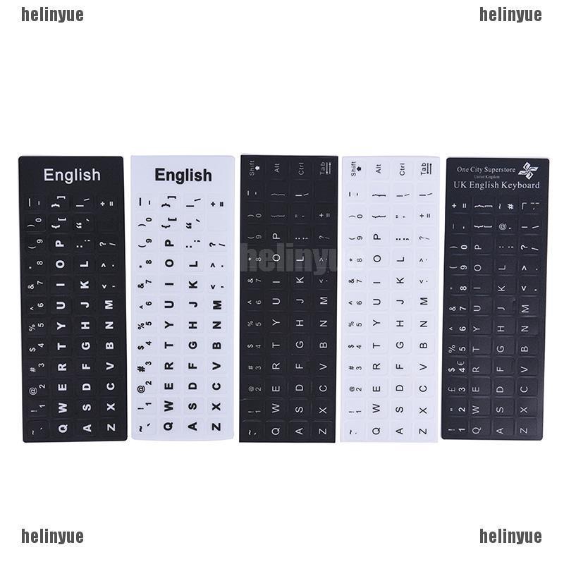 Stiker Keyboard Bahasa Inggris Warna Putih untuk PC Komputer Laptop - Stiker Laptop Putih English Anti Air Bahan Stiker Tebal