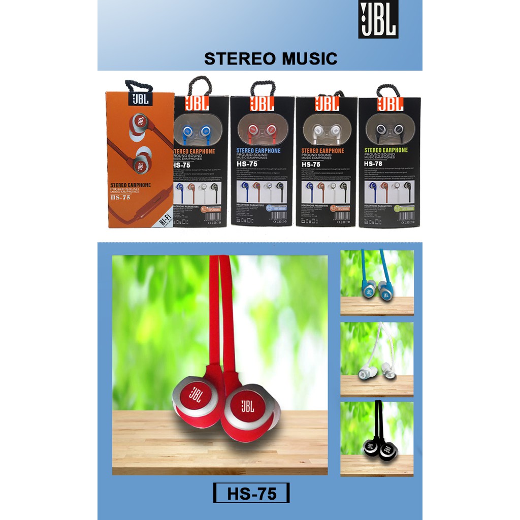 handsfree handset earphone jbl HS-75 headset stereo Qtop HS-75