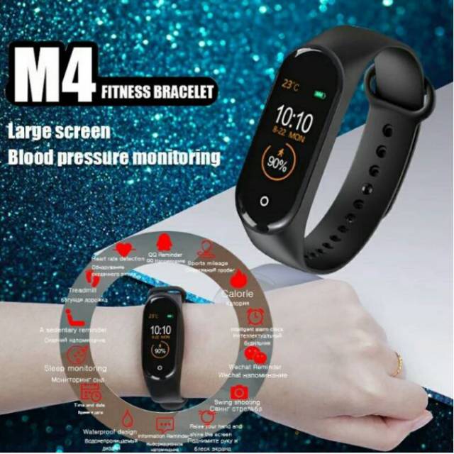 M4 smartband waterproof/miband4 smartband anti air /jam kesehatan/jam fitnes