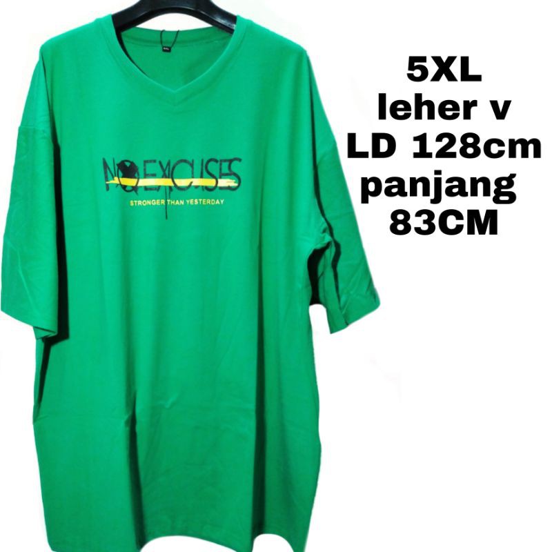 KAOS  5XL LENGAN PENDEK LEHER V JUMBO BIGSIZE PRIA WANITA