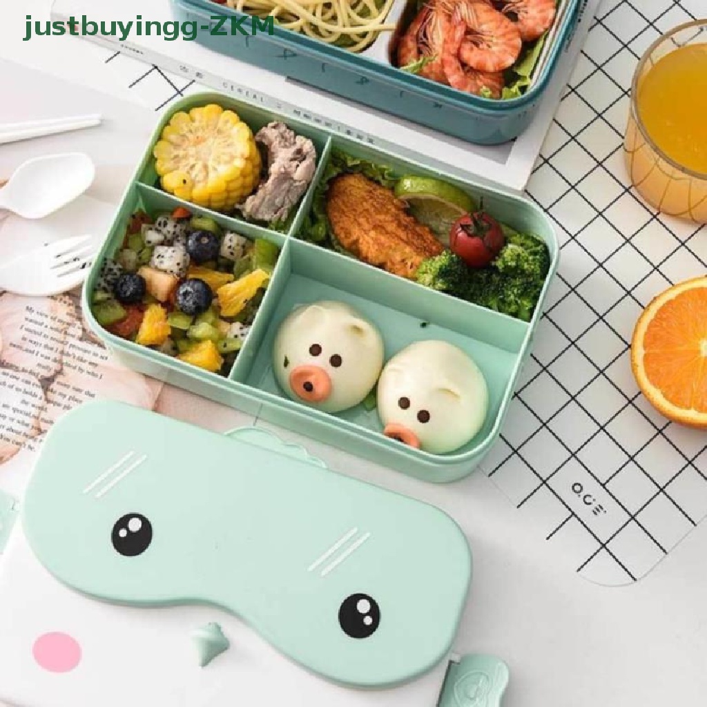 Kotak Makan Siang Bento Portabel Bentuk Persegi Panjang Bahan Plastik Anti Bocor Untuk Anak Sekolah