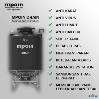 Jual Tangki Tandon Toren Air Mpoin L Drain Bebas Kuras Garansi Tahun Shopee Indonesia