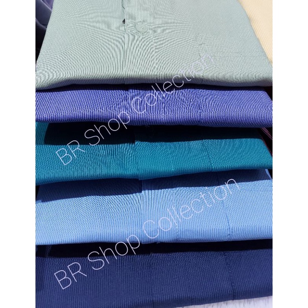 Kemeja Pendek Polos Garis Halus M L XL - Kemeja Polos Biru Abu Hijau Muda Tosca Coklat Maron Kuning