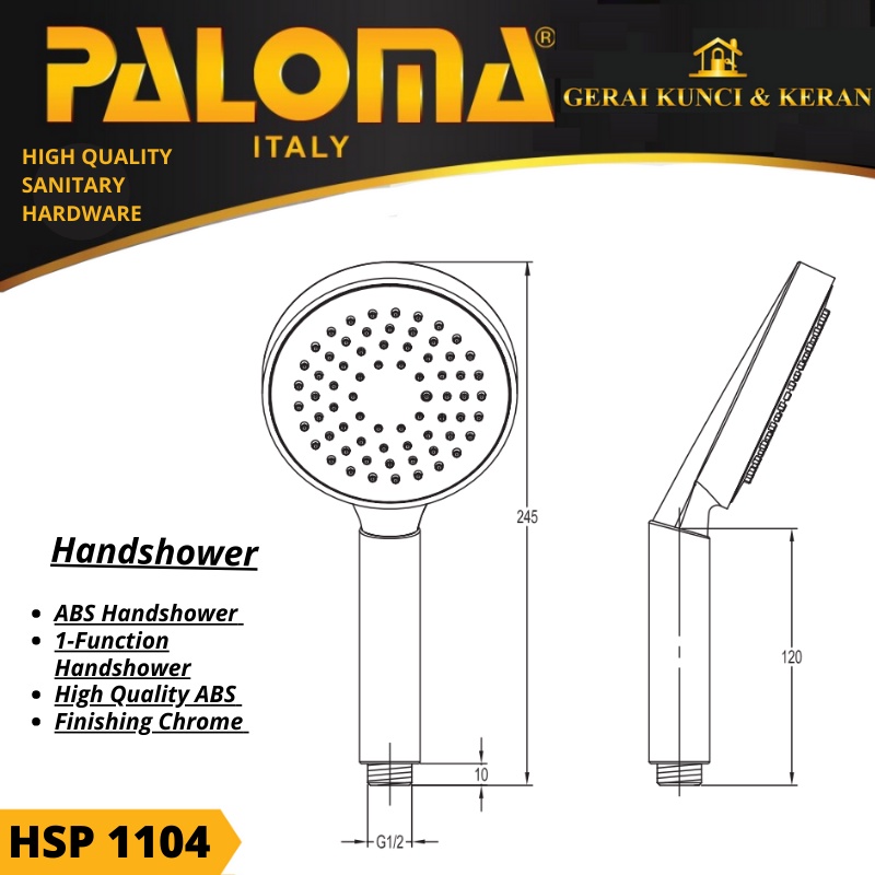 HAND SHOWER PALOMA HSP 1104 SHOWER GENGGAM TANGAN MANDI ABS