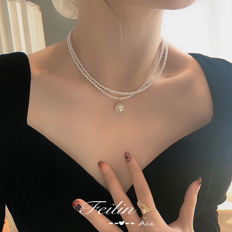 Kalung Choker Rantai Klavikula Hias Liontin Kupu-Kupu Hati Manik-Manik Mutiara Model Rongga Untuk Wanita