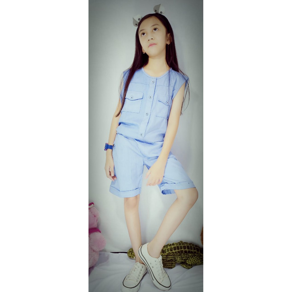 KALILA - JESSLYN Jumpsuit Baju Anak Perempuan / Bahan Denim Chambray Cotton