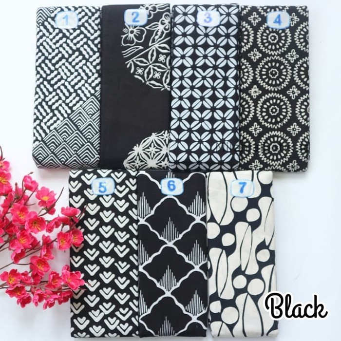 Jarit / Jarik / Kain Batik Cap Garutan Premium Modern Hitam Meteran Original HTM