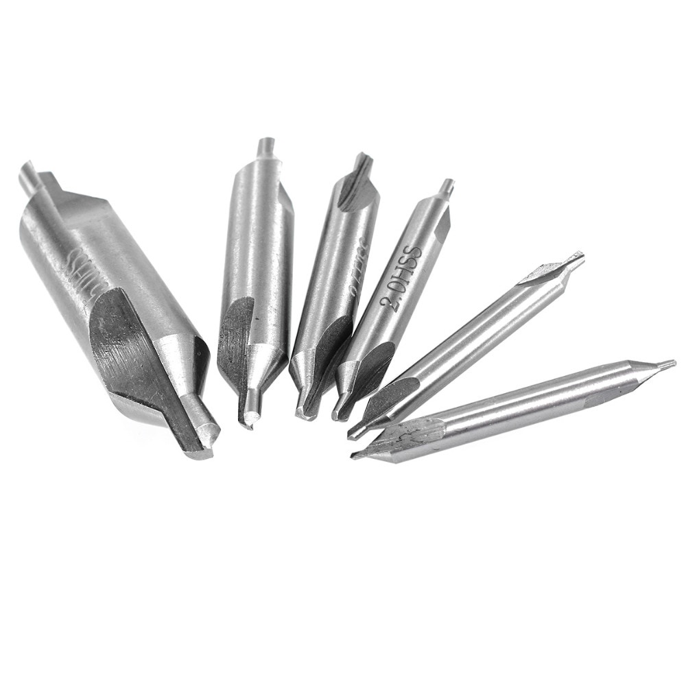 Mata Bor Center Drill Bits Set Precision Combined Countersinks Kit 6 PCS - SV-VDB25 - Silver