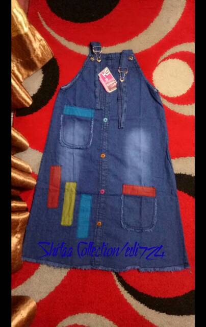 Baju Anak Perempuan / Baju Over All Jeans / Baju Kodok Jeans Anak Perempuan size M,L,XL usia 6-12 thn