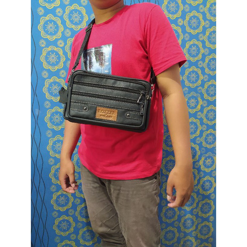 TAS KULIT WANITA PRIA MULTIFUNGSI BISA JINJING SELEMPANG PINGGANG Shoulder Bag Kulit Sapi Asli AP01