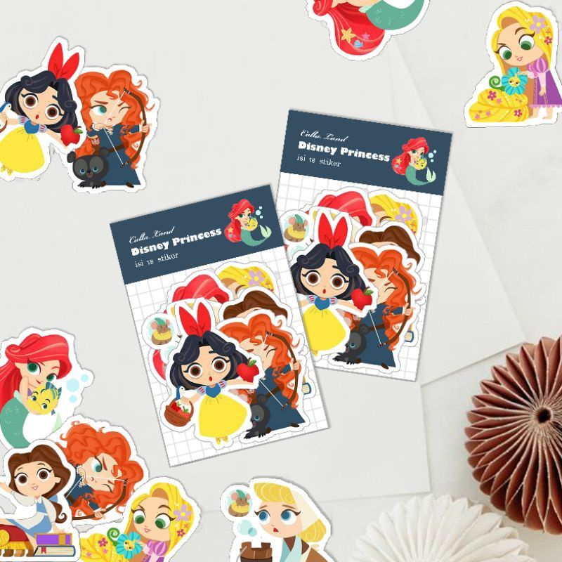 

18Pcs Sticker Aesthetic Journal Deco Scrapbook motif Disney Princess/stiker penghias amplop lucu princess disney