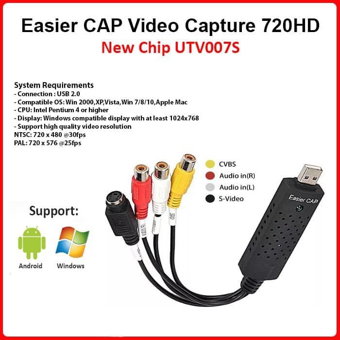 Easy CAP Easier CAP USB Video Capture Adapter 1 line 720HD Android