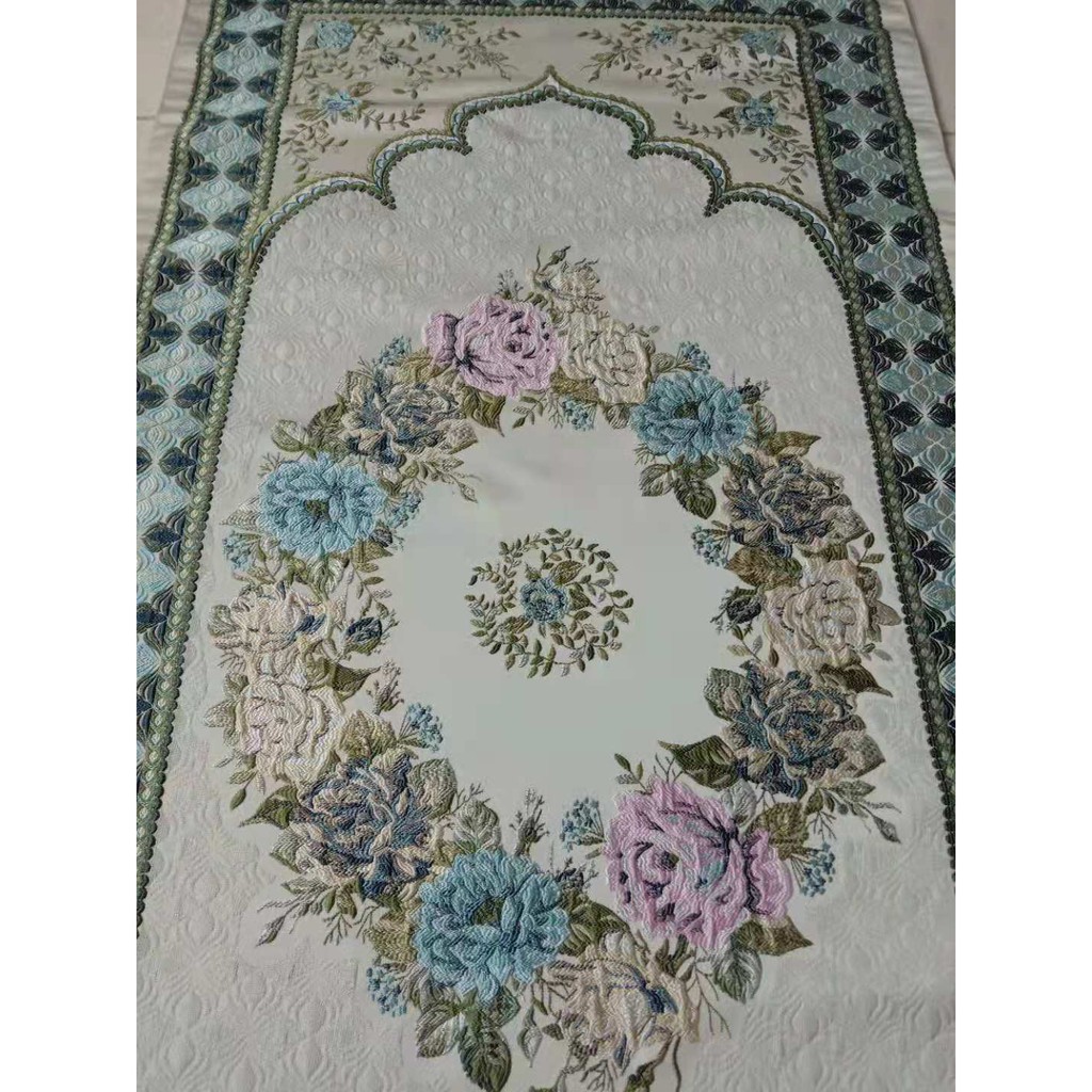 [COD] SAJADAH TURKI Motif bunga Bahan Silk Satin Bordir Premium Import Fashion Muslim terbaru 70x125cm JZW-006